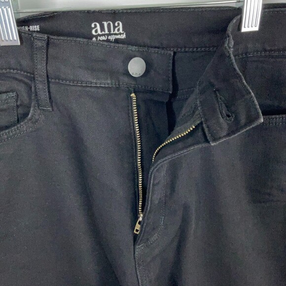 a.n.a. Women's High Rise Skinny Jeans Black Stretch Denim Jeans size 12 Unhemmed - Picture 7 of 10